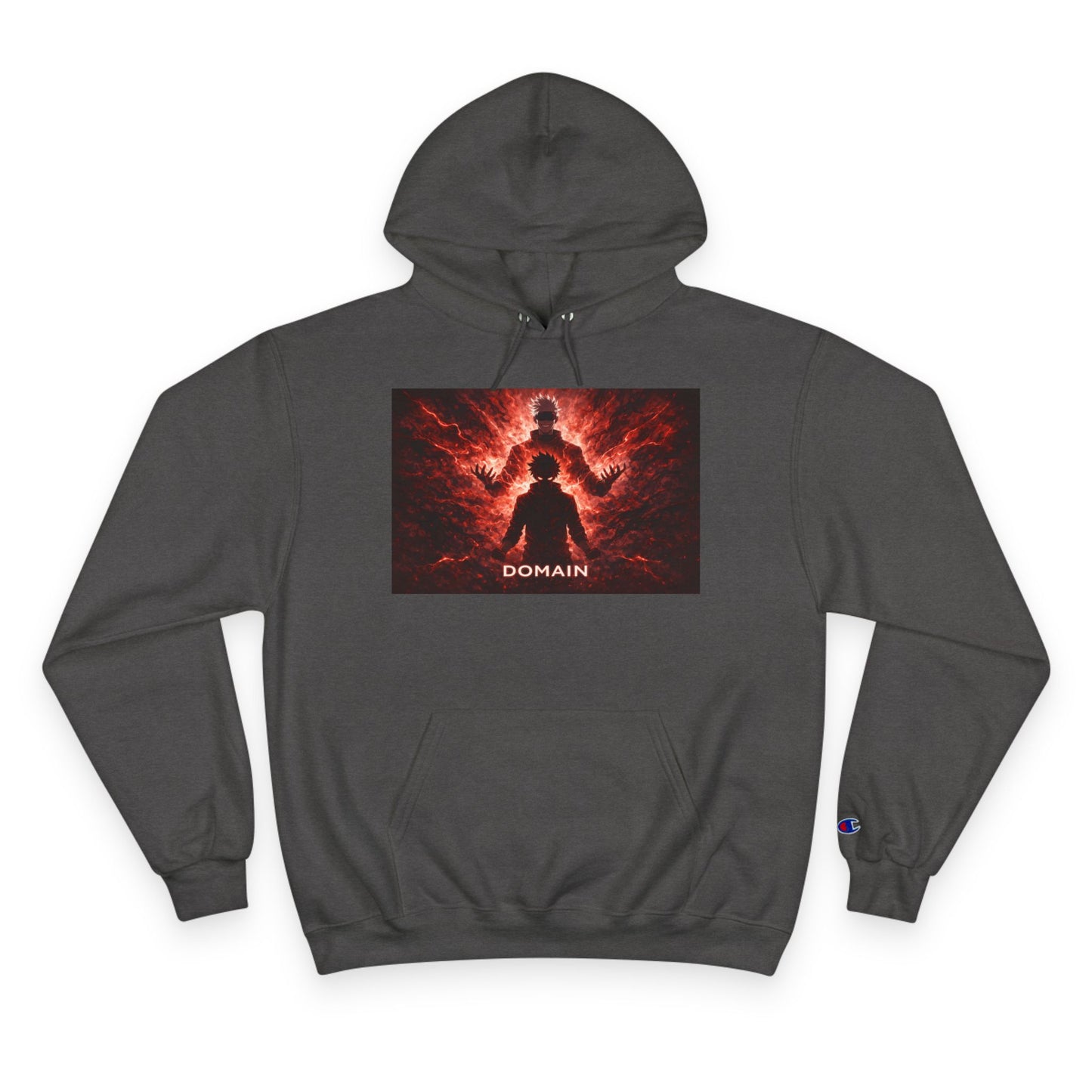 Domain Graphic Hoodie — Red Nebula Silhouette Champion Hoodie