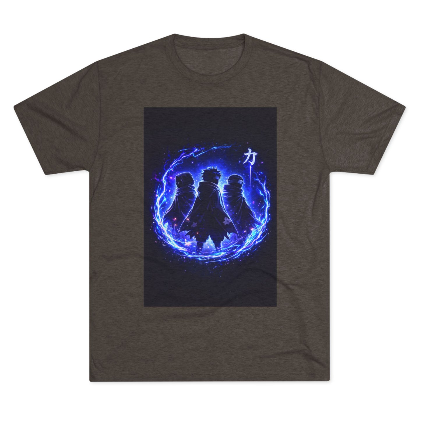 Anime Silhouette Crew Tee — Blue Flame Shinobi Design