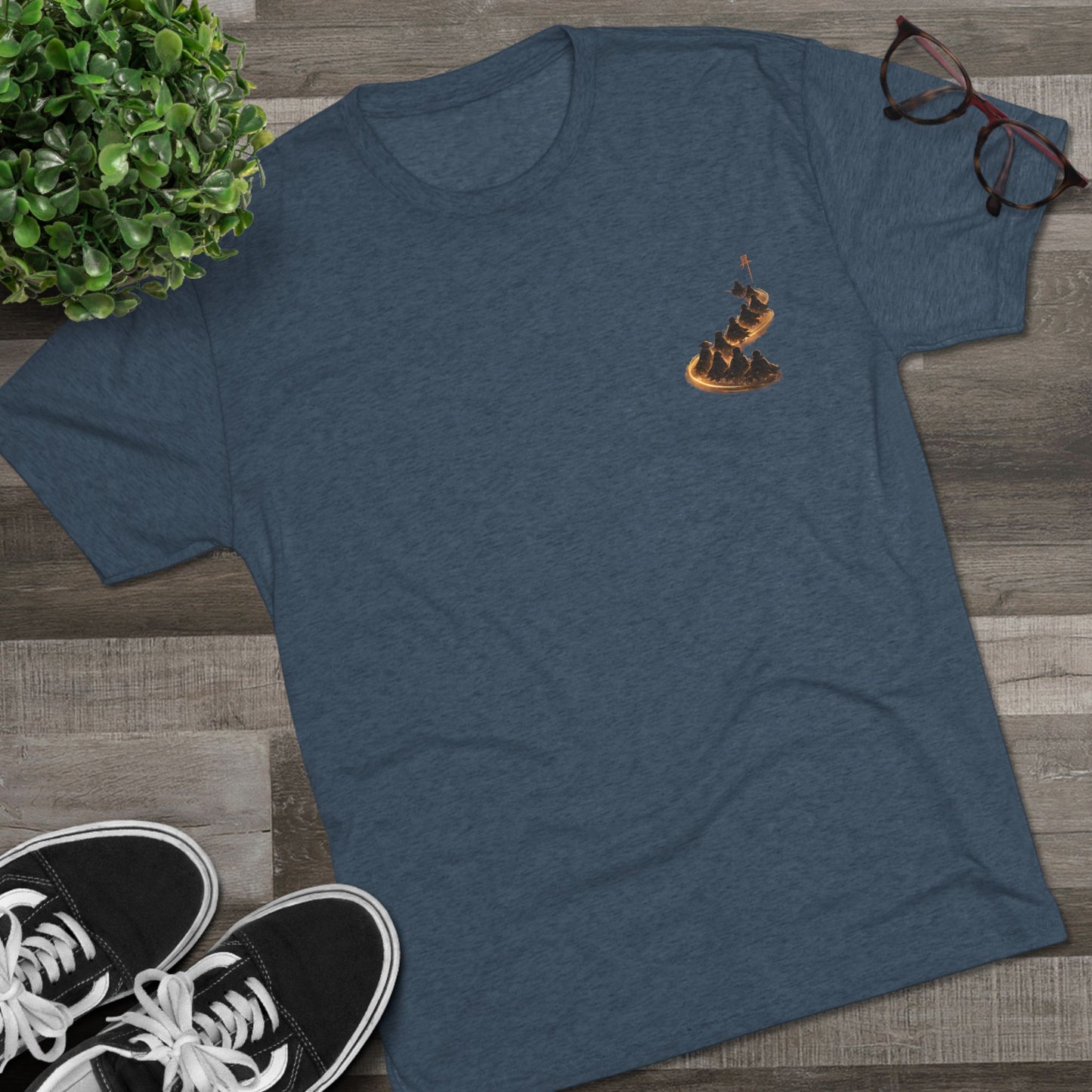 Ember Trail T‑Shirt — Fiery Mountain Silhouette Back Print