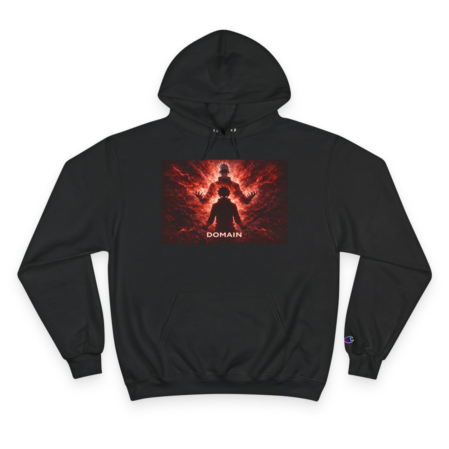 Domain Graphic Hoodie — Red Nebula Silhouette Champion Hoodie