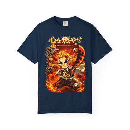 Anime Flame Warrior T-Shirt — 'Set Your Heart Ablaze' Graphic Tee