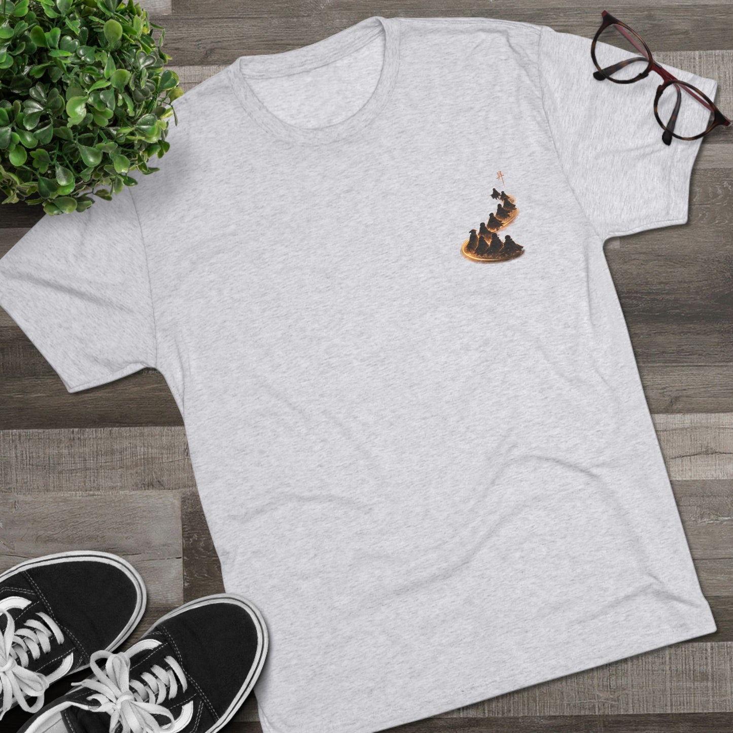 Ember Trail T‑Shirt — Fiery Mountain Silhouette Back Print
