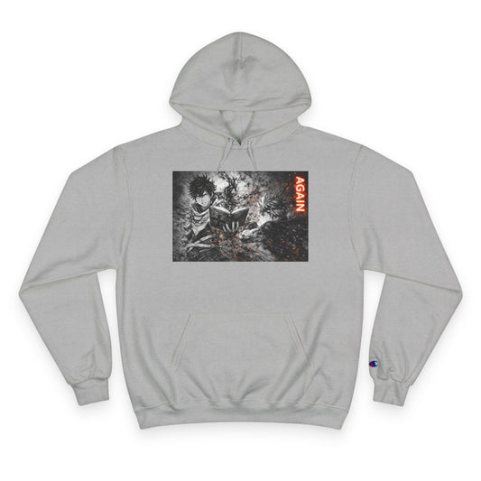 Again - Anime Inspired Champion Hoodie - Minimalist Manga Fighting Art - Unbothered Strength Design