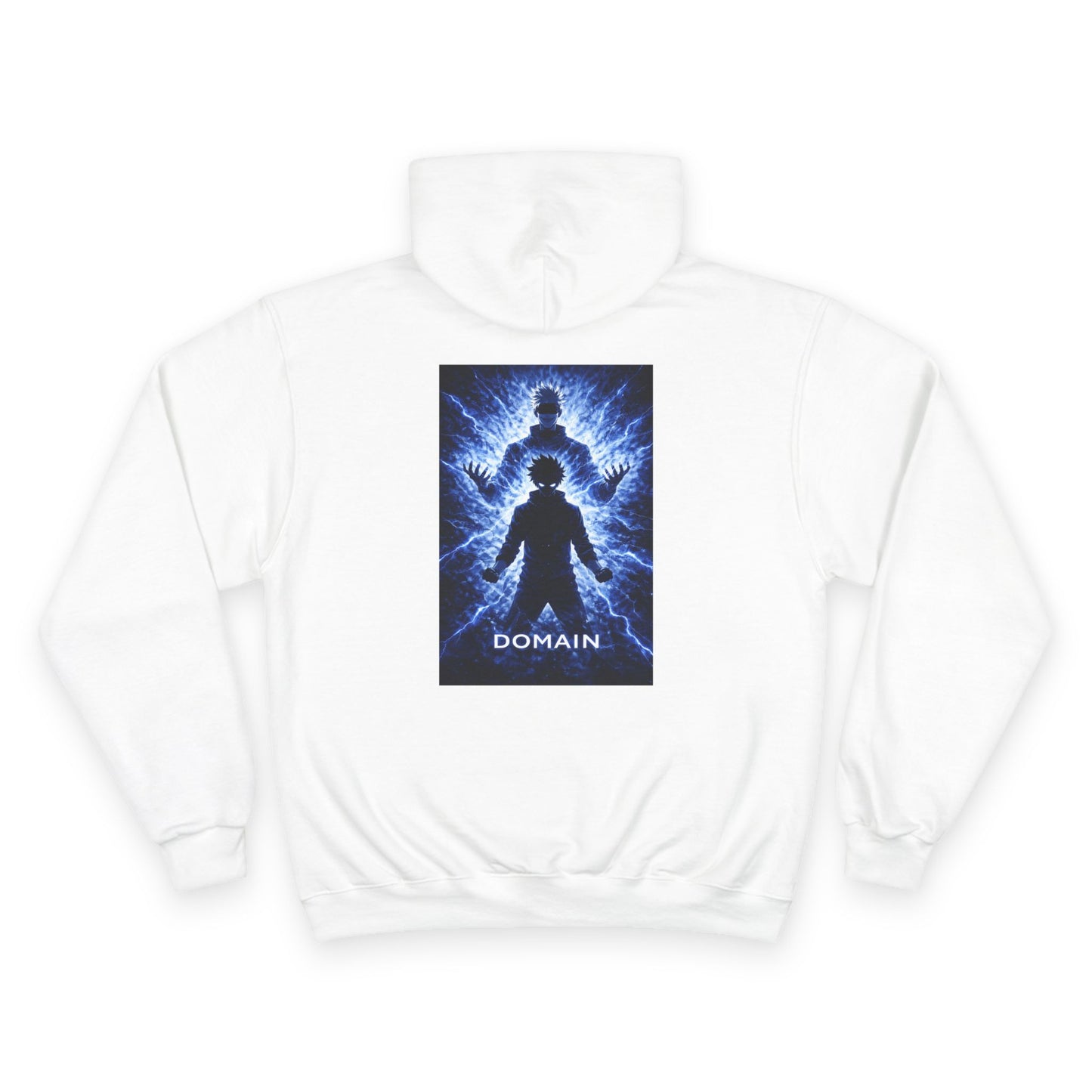 Domain blue silhouette lightning design Hoodie | back print