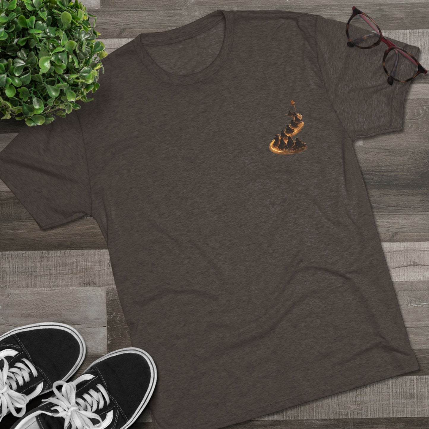 Ember Trail T‑Shirt — Fiery Mountain Silhouette Back Print