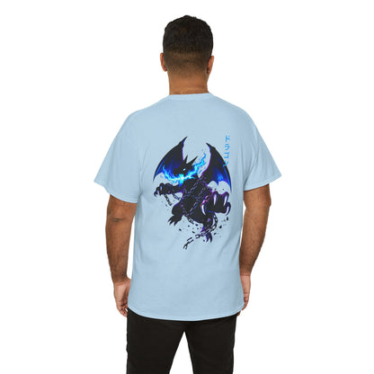 Dragon Graphic Tee — Blue Flame Kaiju Back Print T-Shirt