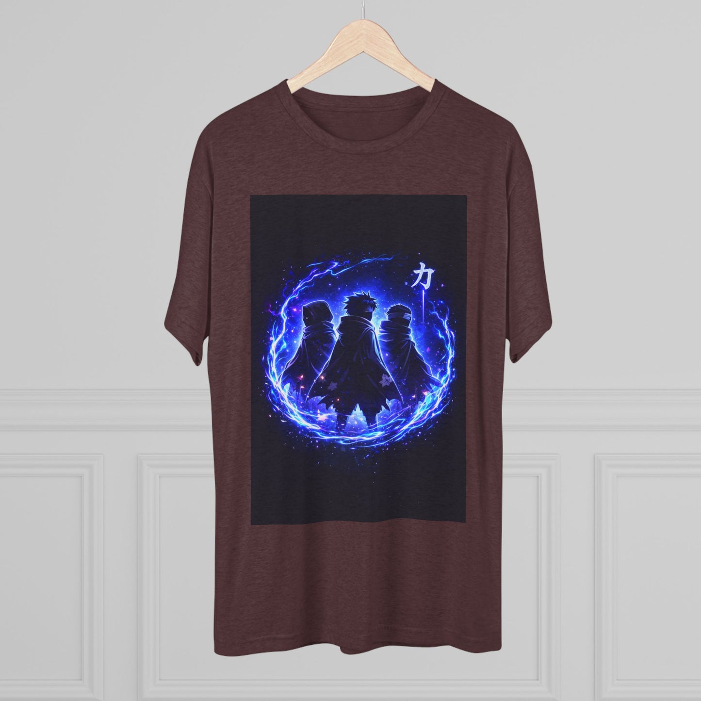 Anime Silhouette Crew Tee — Blue Flame Shinobi Design