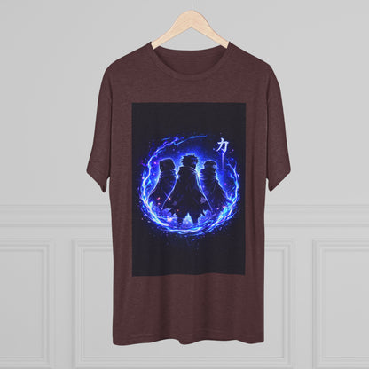Anime Silhouette Crew Tee — Blue Flame Shinobi Design