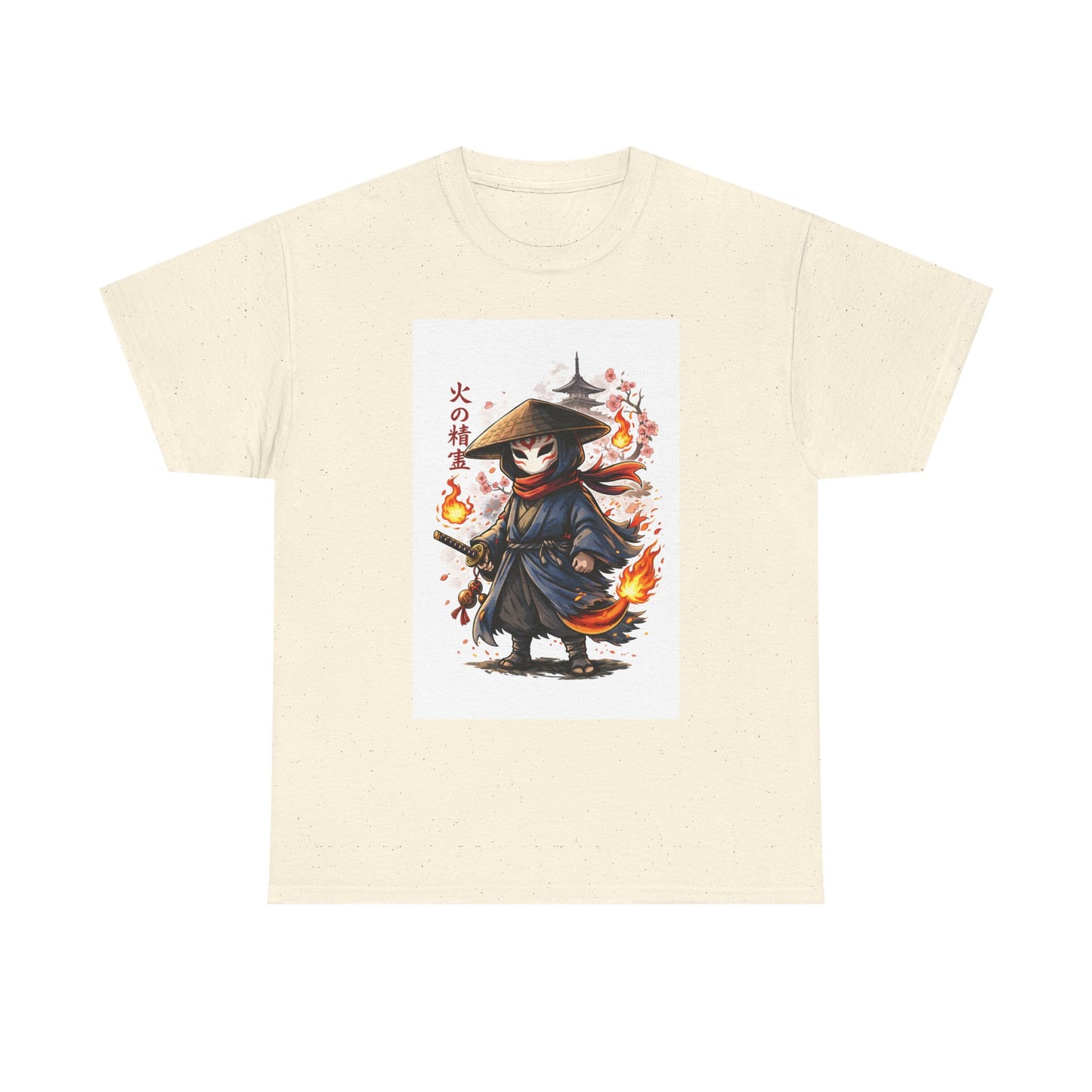 Fire Spirit Samurai T-Shirt — Cute Chibi Oni Warrior Tee