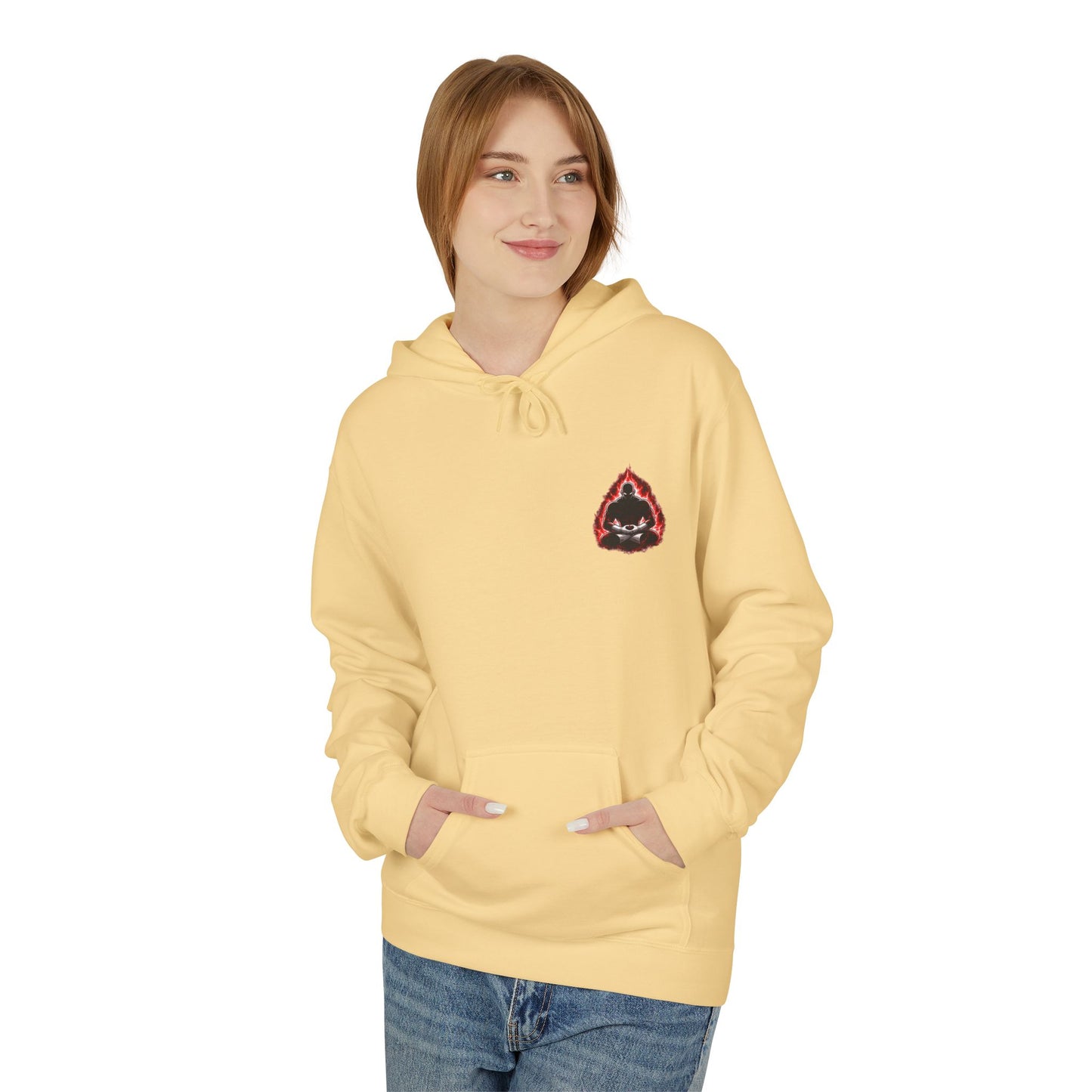 Anime Aura Warrior Hoodie | Fiery Mouth Front & Blue Energy Back