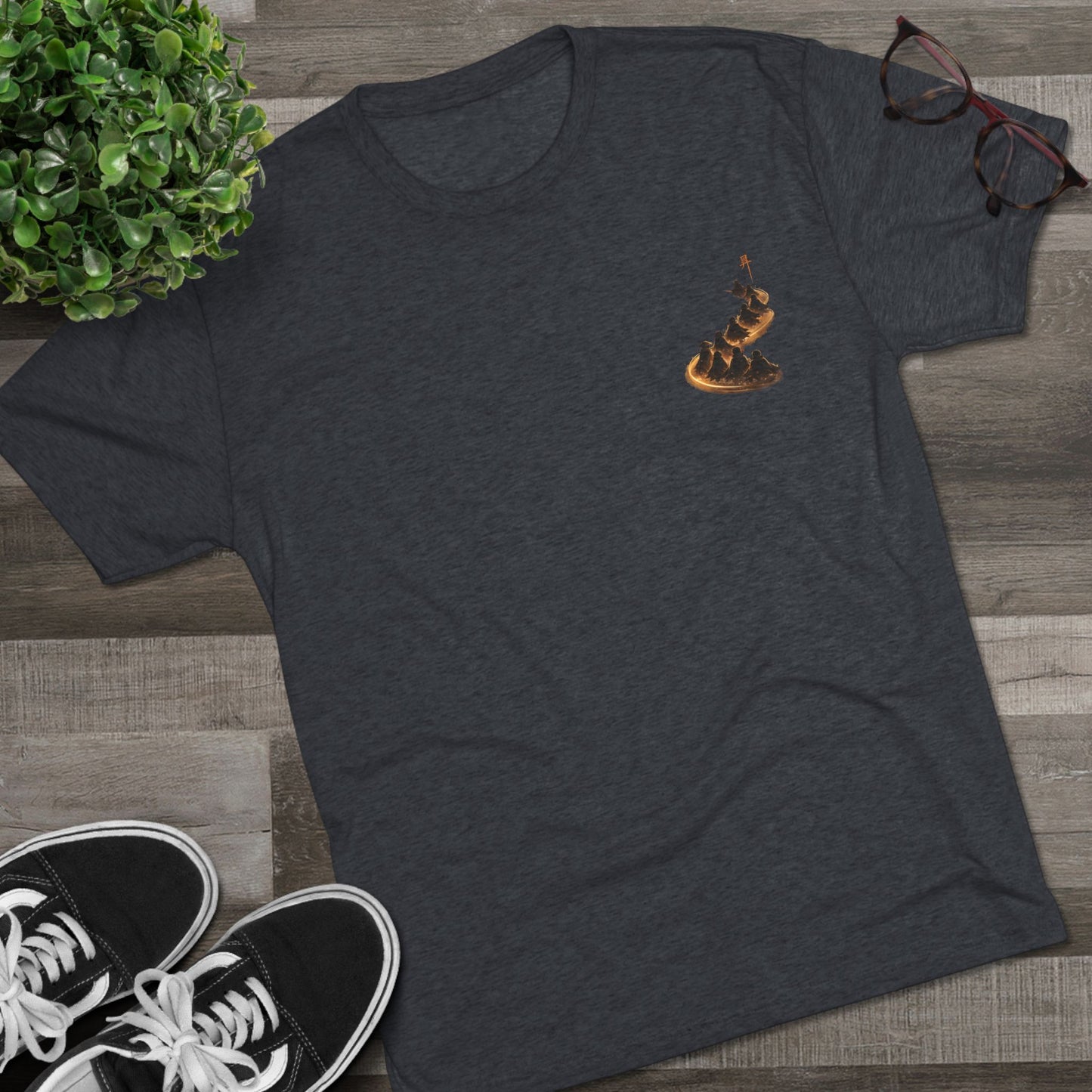 Ember Trail T‑Shirt — Fiery Mountain Silhouette Back Print