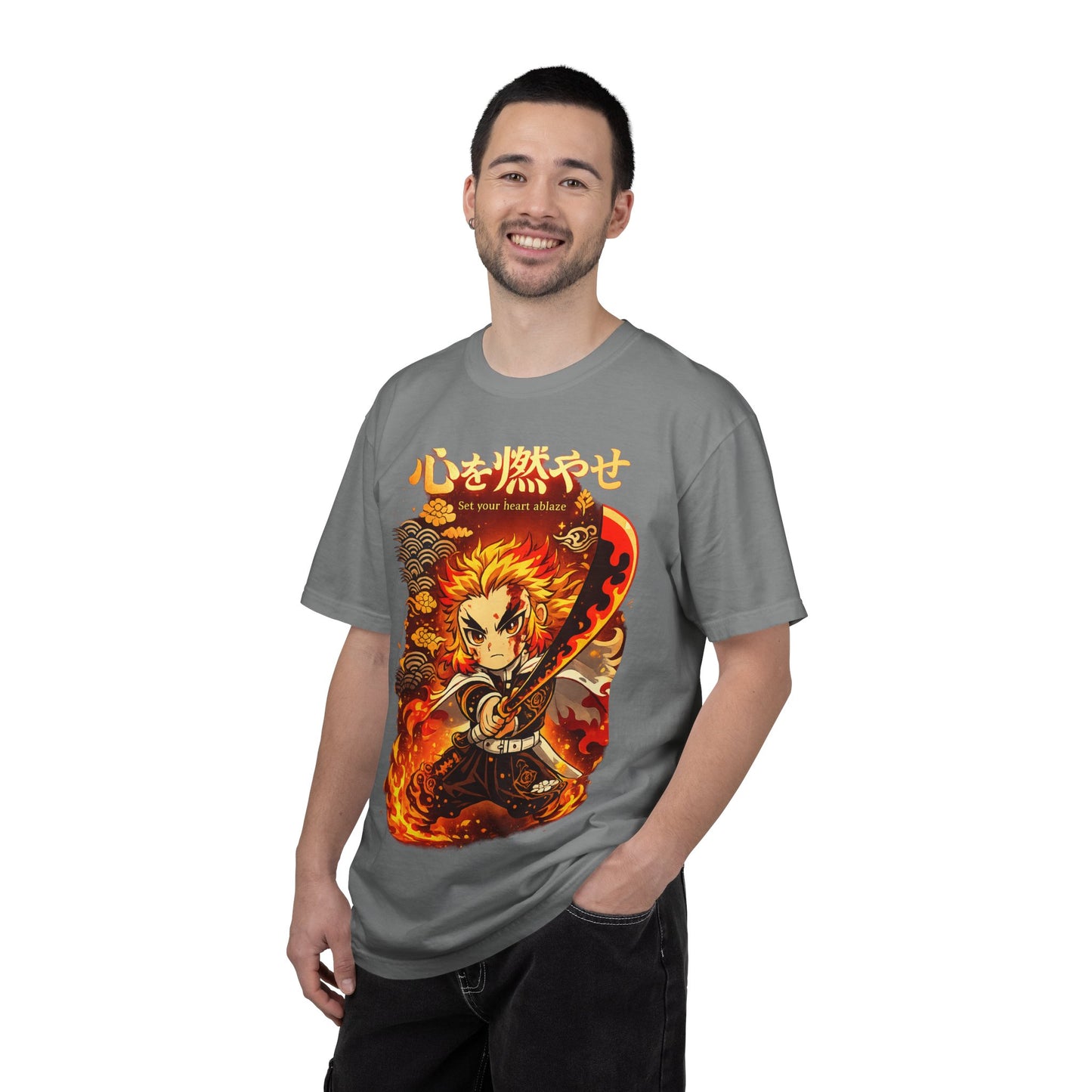 Anime Flame Warrior T-Shirt — 'Set Your Heart Ablaze' Graphic Tee