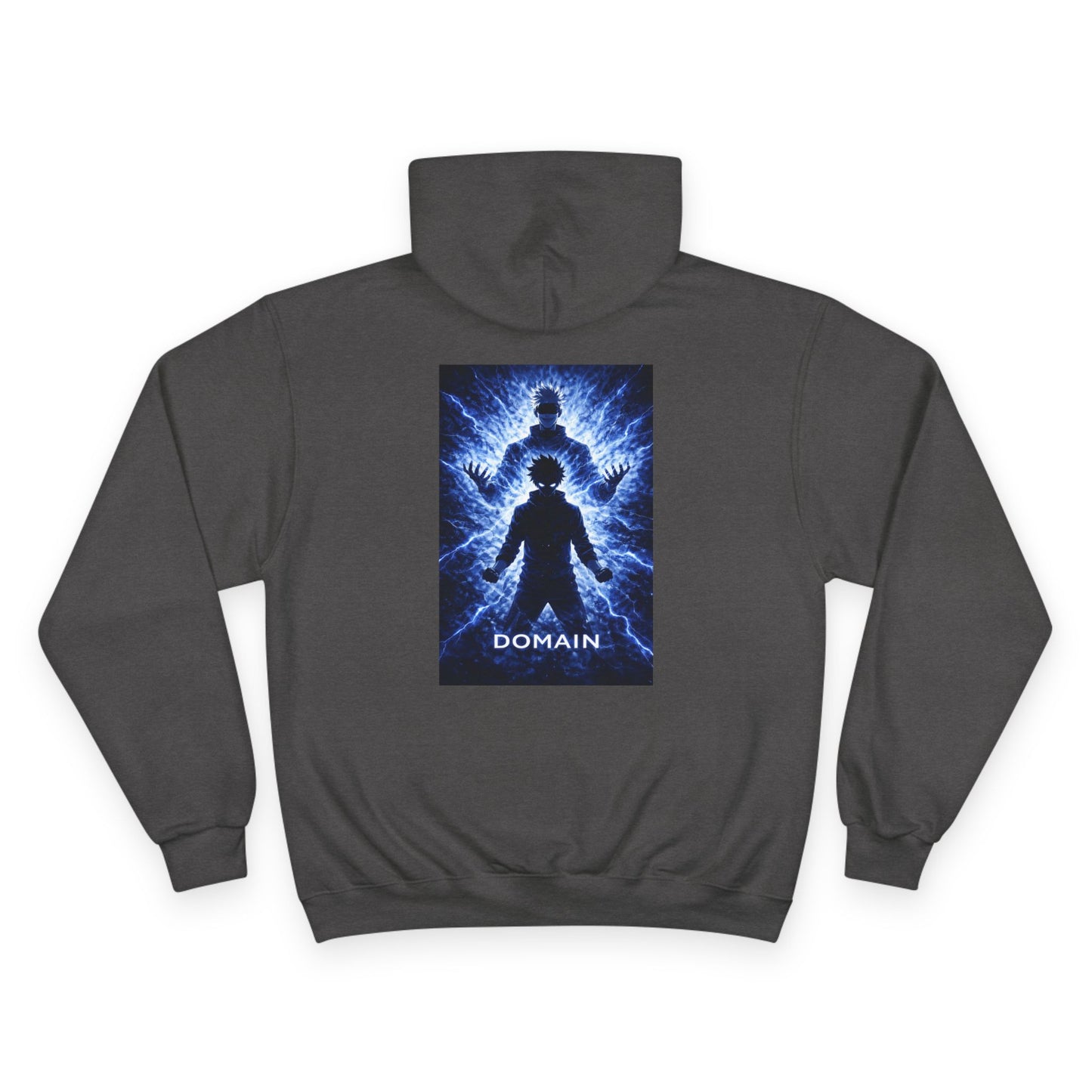 Domain blue silhouette lightning design Hoodie | back print