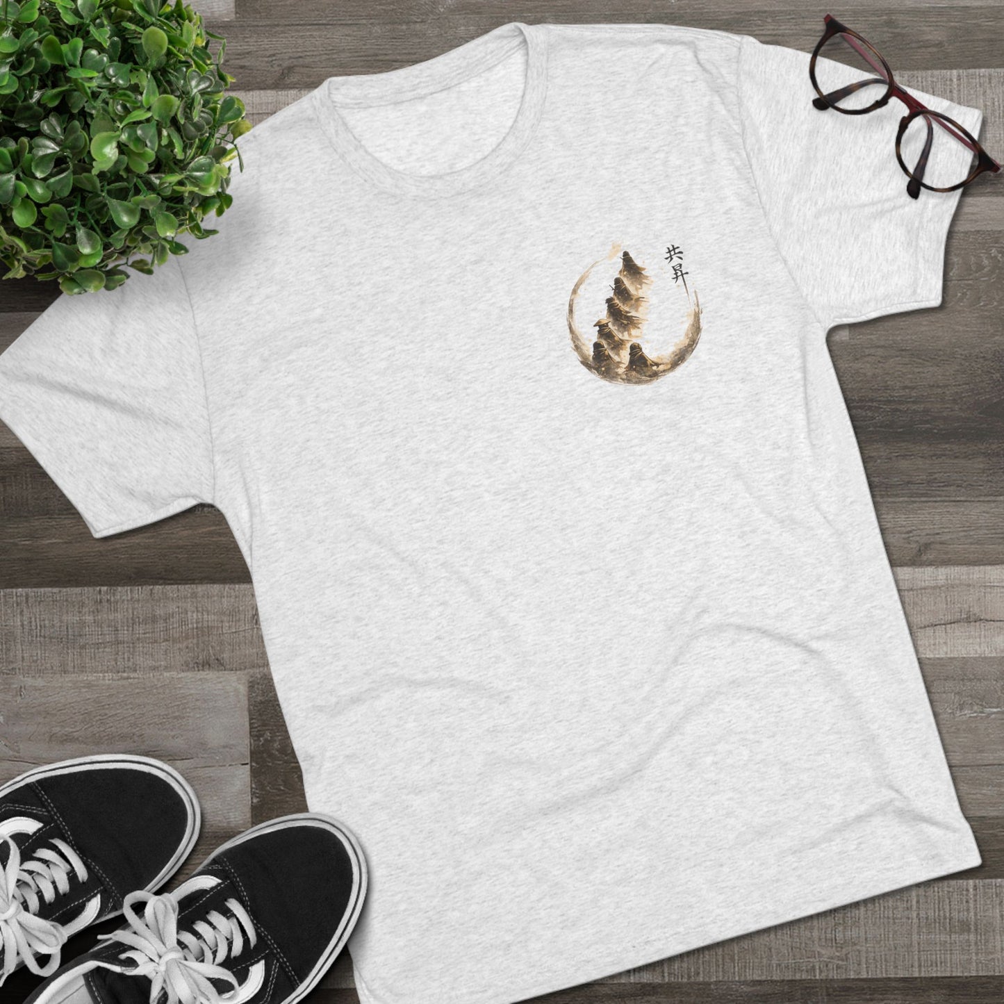 T-Shirt — Minimal Japanese Sumi-e Foxes Graphic Tee