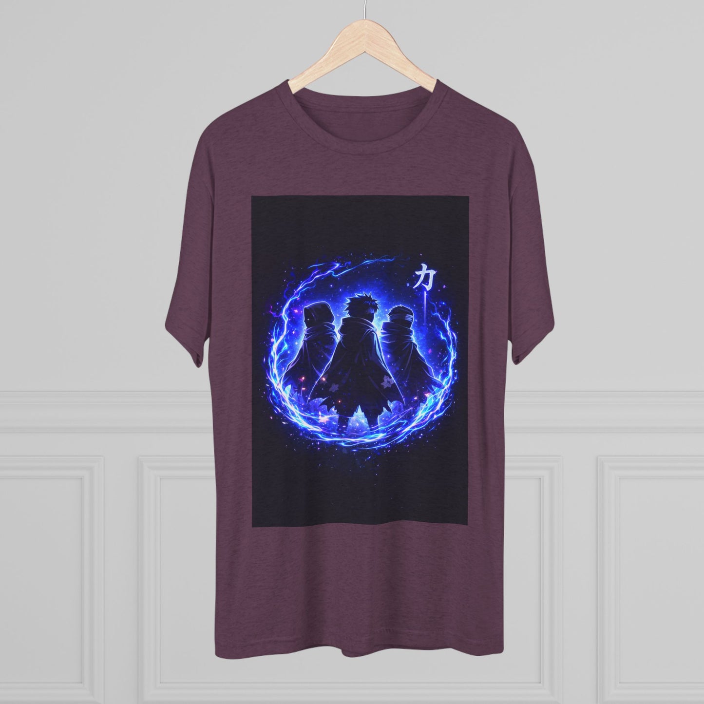 Anime Silhouette Crew Tee — Blue Flame Shinobi Design