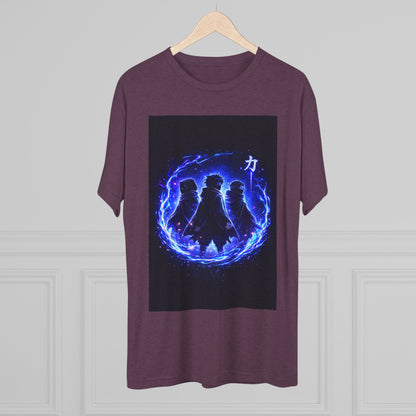 Anime Silhouette Crew Tee — Blue Flame Shinobi Design
