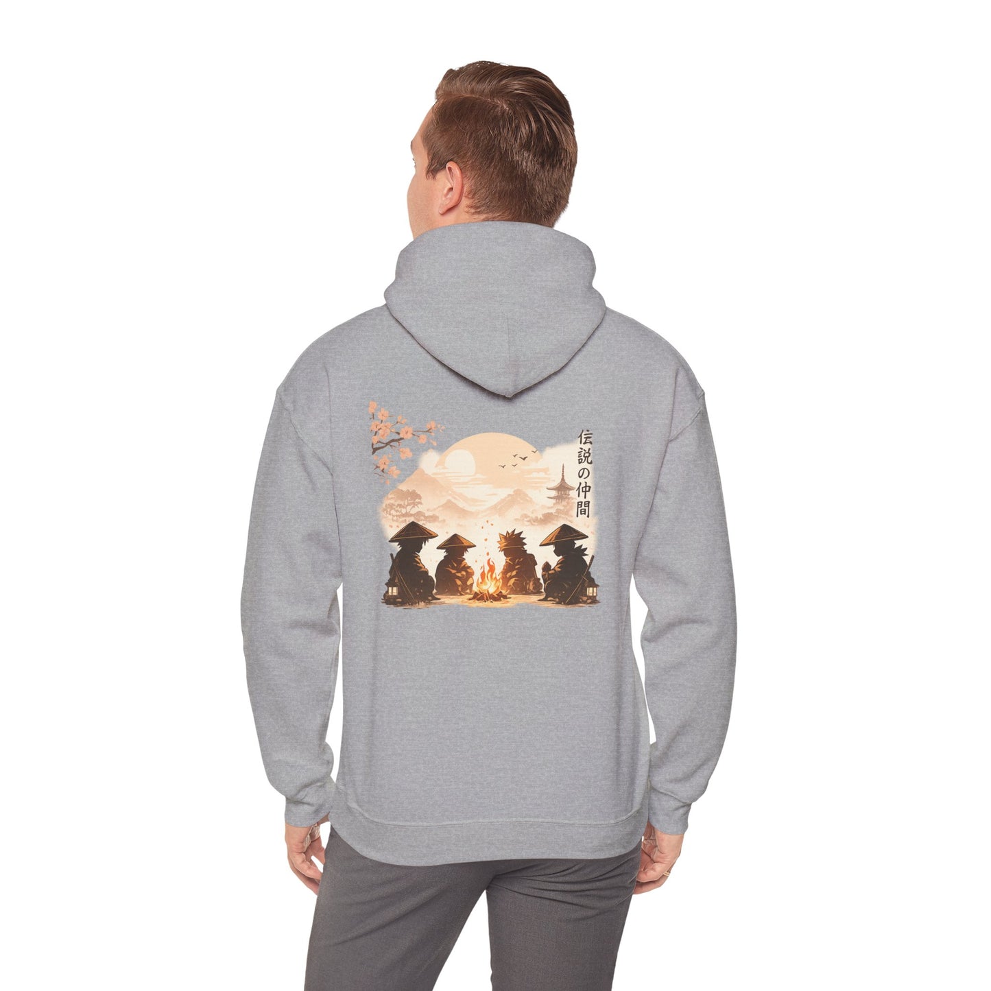 Hoodie | Samurai Campfire Illustration Japanese Kanji Backprint
