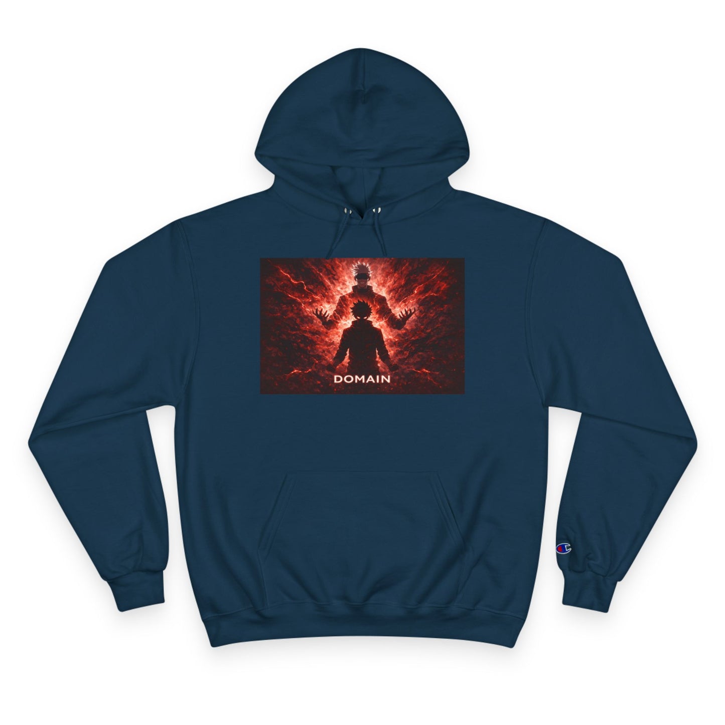Domain Graphic Hoodie — Red Nebula Silhouette Champion Hoodie