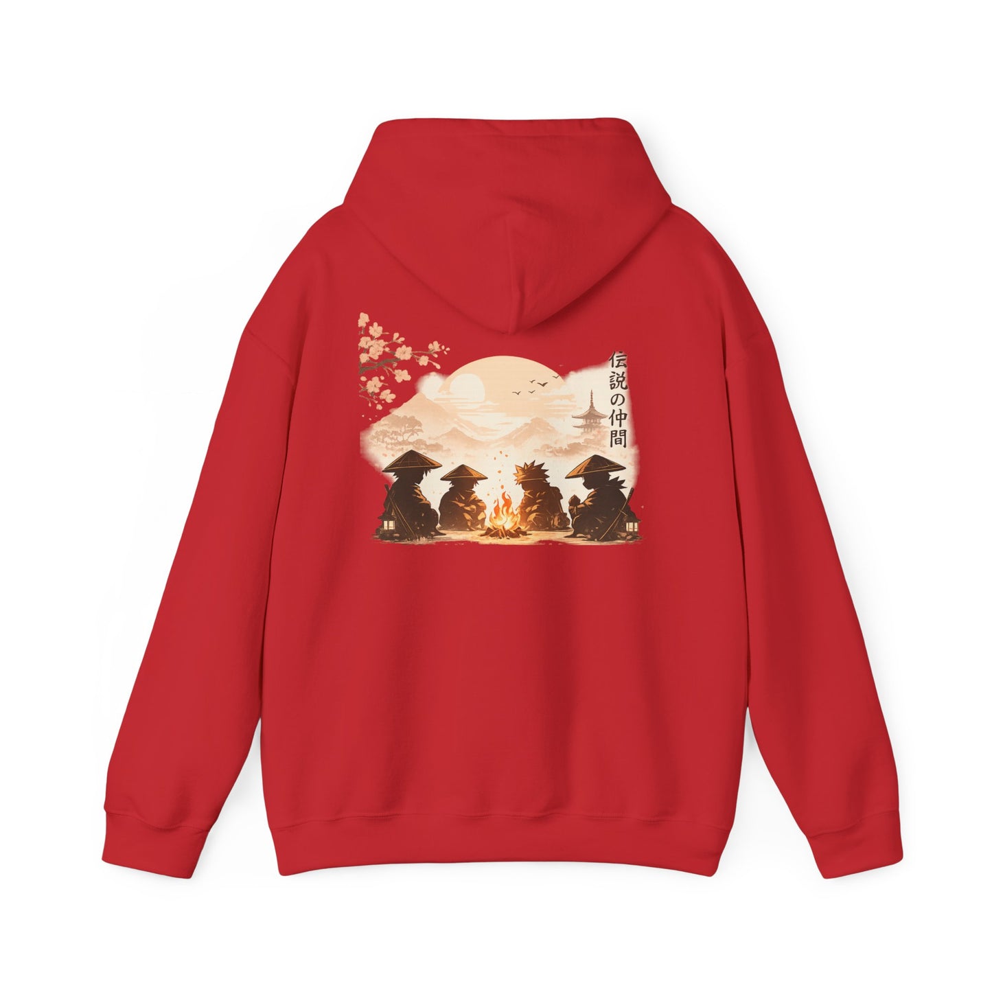 Hoodie | Samurai Campfire Illustration Japanese Kanji Backprint