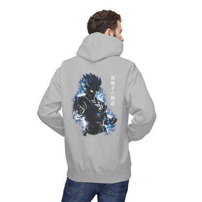 Anime Aura Warrior Hoodie | Fiery Mouth Front & Blue Energy Back