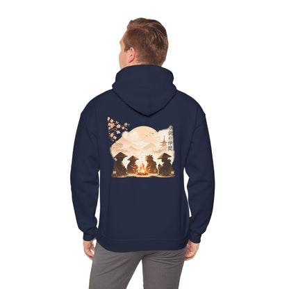 Hoodie | Samurai Campfire Illustration Japanese Kanji Backprint