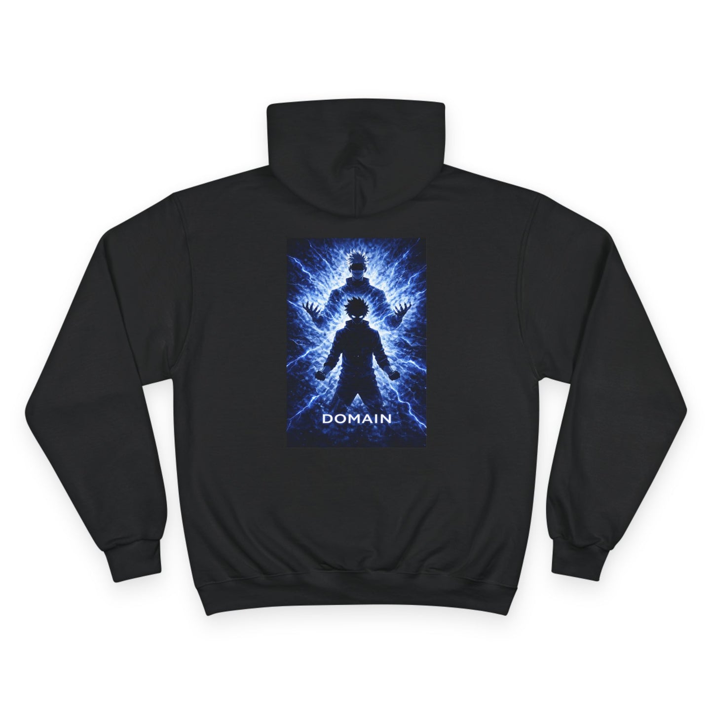 Domain blue silhouette lightning design Hoodie | back print
