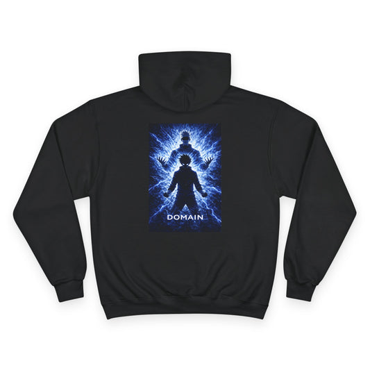 Domain blue silhouette lightning design Hoodie | back print