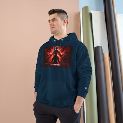 Domain Graphic Hoodie — Red Nebula Silhouette Champion Hoodie