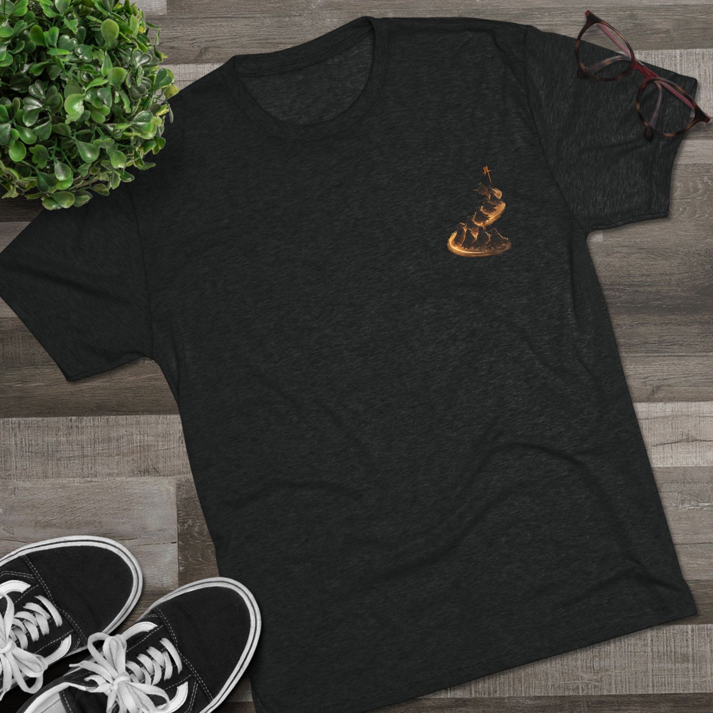 Ember Trail T‑Shirt — Fiery Mountain Silhouette Back Print