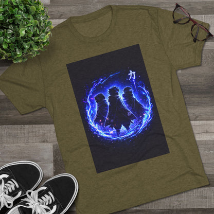 Anime Silhouette Crew Tee — Blue Flame Shinobi Design