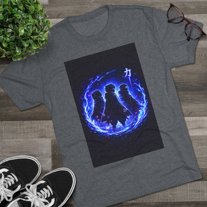 Anime Silhouette Crew Tee — Blue Flame Shinobi Design