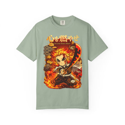 Anime Flame Warrior T-Shirt — 'Set Your Heart Ablaze' Graphic Tee