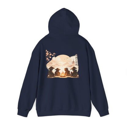 Hoodie | Samurai Campfire Illustration Japanese Kanji Backprint