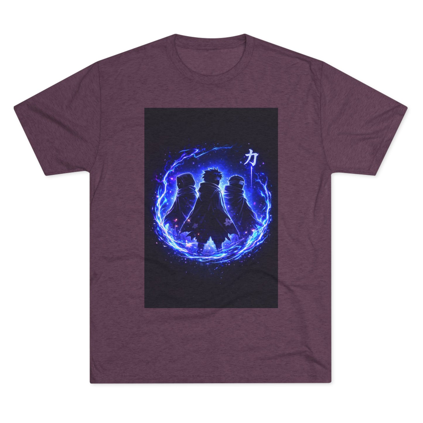Anime Silhouette Crew Tee — Blue Flame Shinobi Design