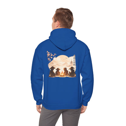 Hoodie | Samurai Campfire Illustration Japanese Kanji Backprint