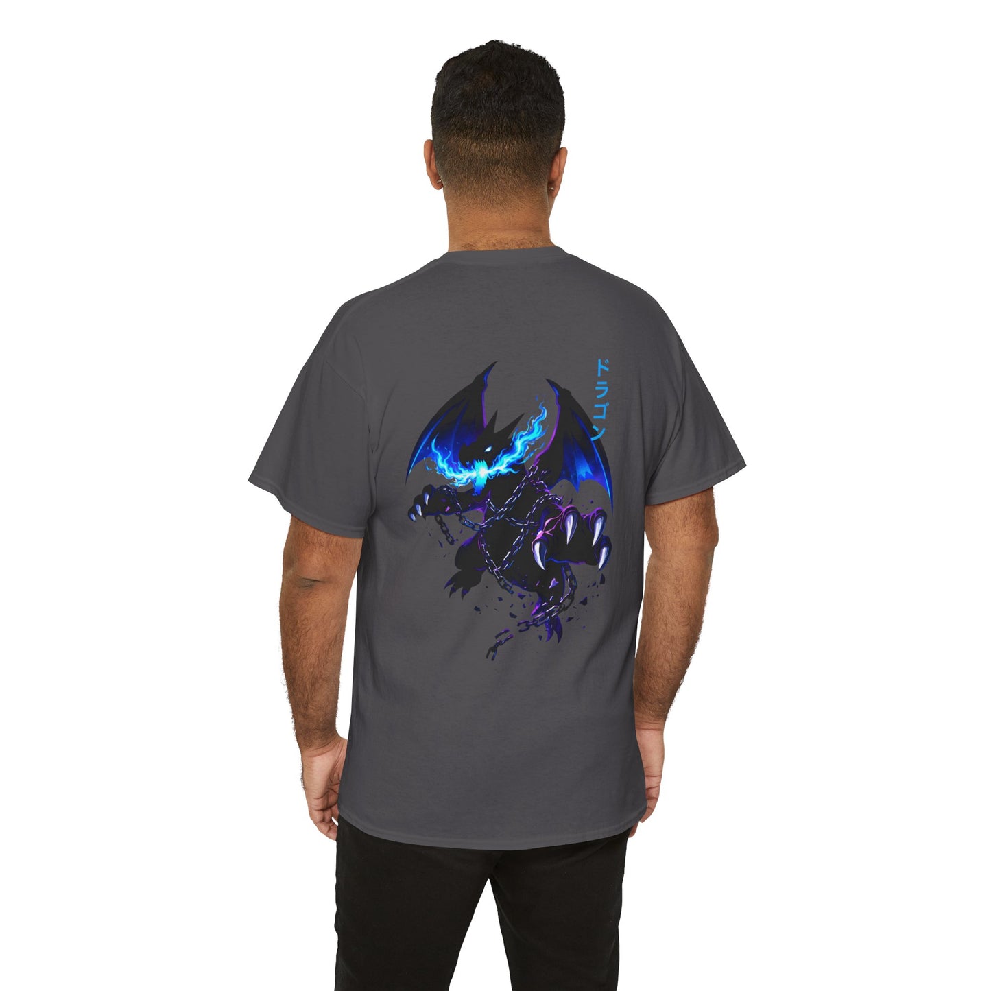 Dragon Graphic Tee — Blue Flame Kaiju Back Print T-Shirt