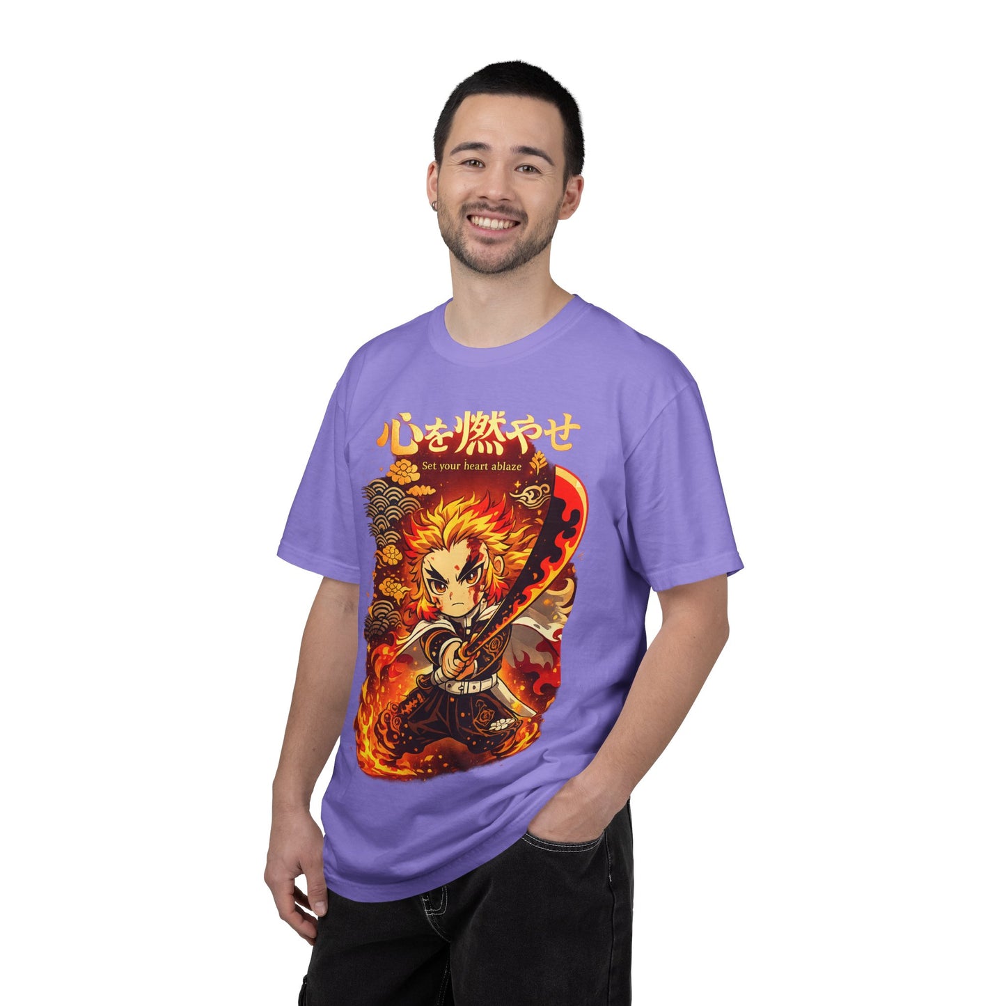 Anime Flame Warrior T-Shirt — 'Set Your Heart Ablaze' Graphic Tee