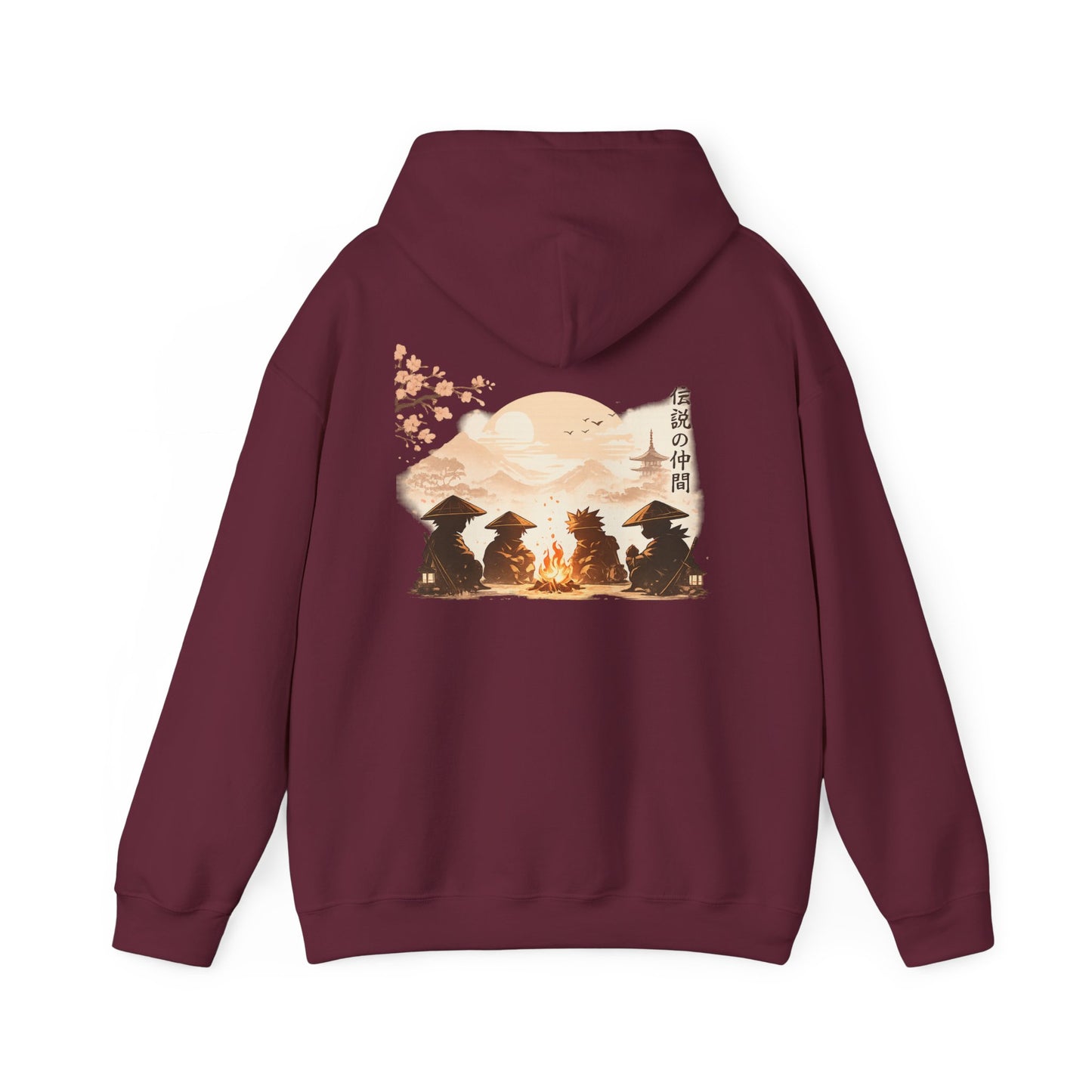Hoodie | Samurai Campfire Illustration Japanese Kanji Backprint