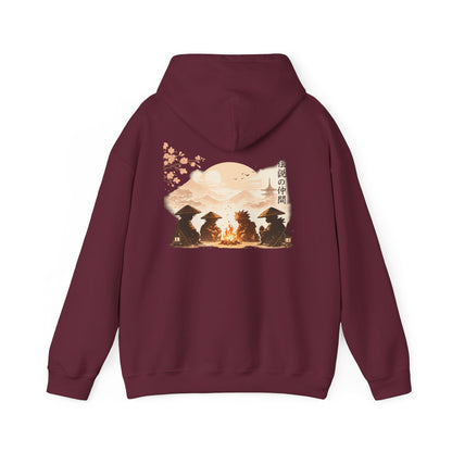 Hoodie | Samurai Campfire Illustration Japanese Kanji Backprint