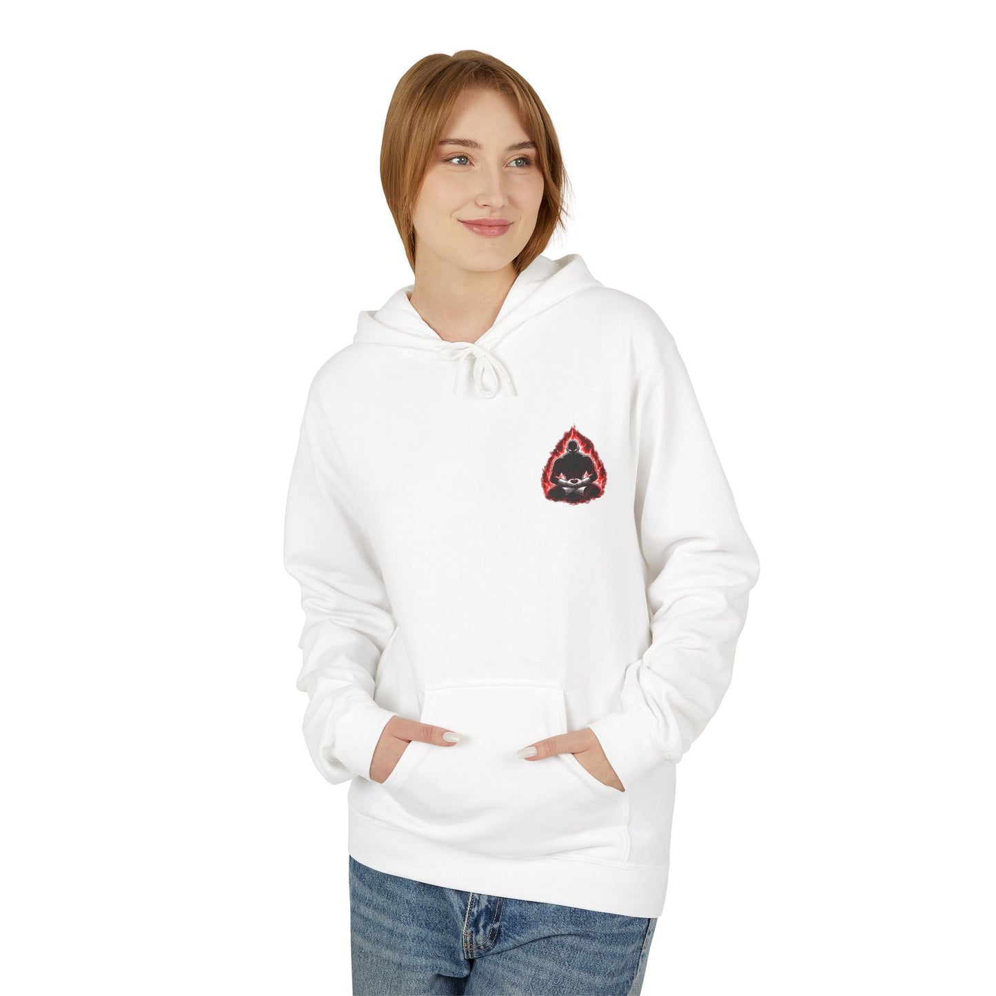 Anime Aura Warrior Hoodie | Fiery Mouth Front & Blue Energy Back