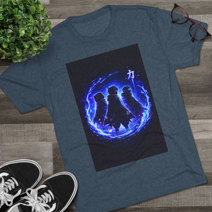 Anime Silhouette Crew Tee — Blue Flame Shinobi Design