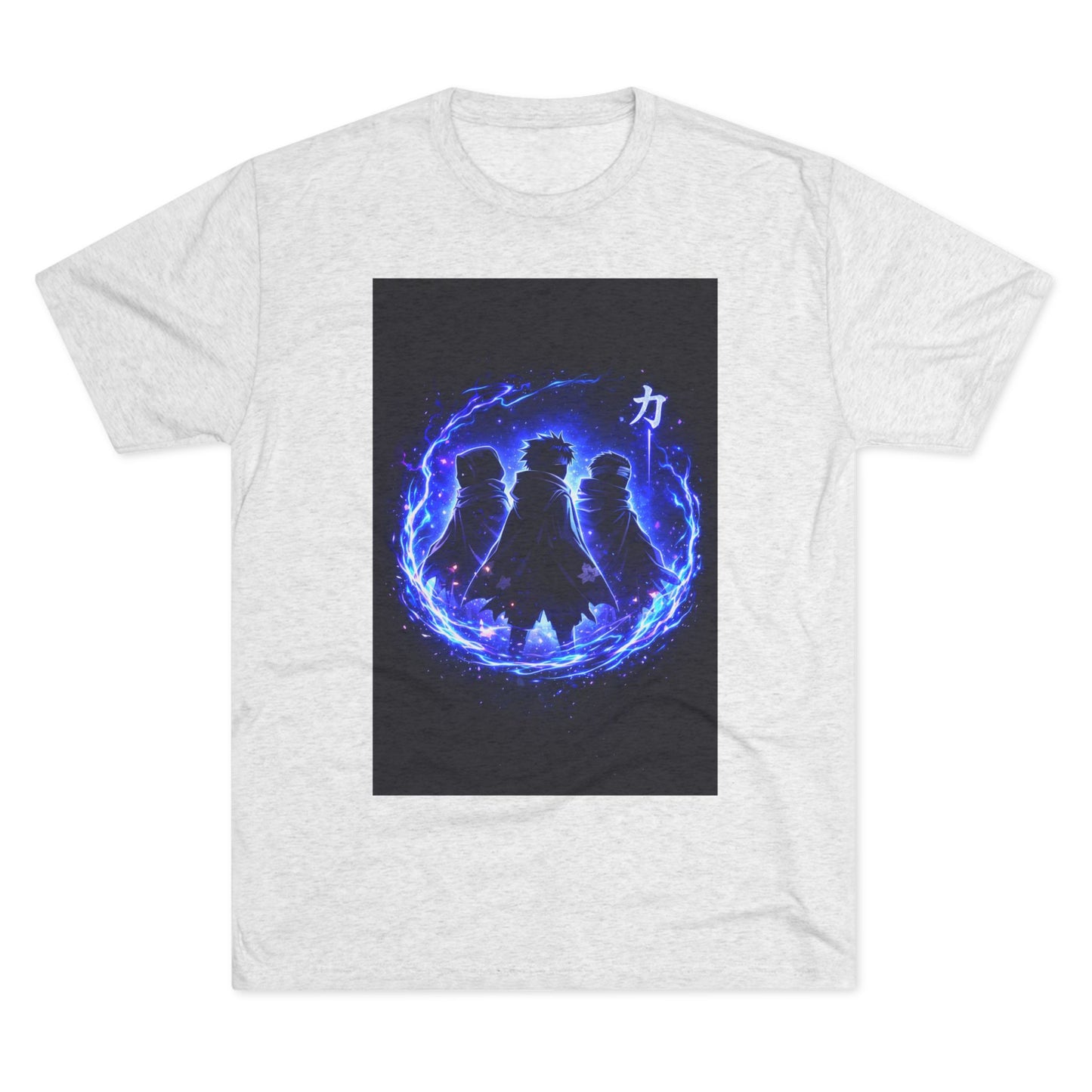 Anime Silhouette Crew Tee — Blue Flame Shinobi Design