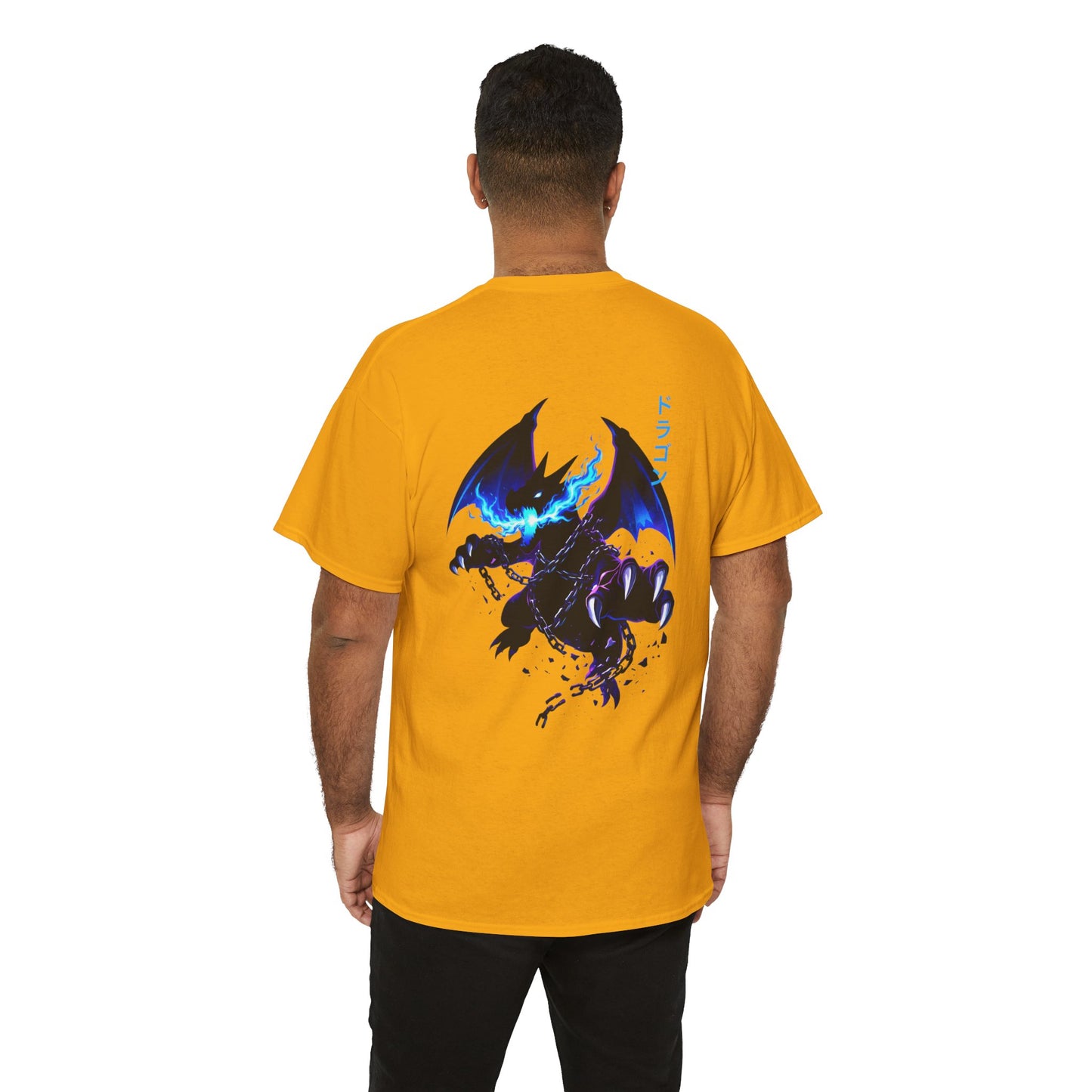 Dragon Graphic Tee — Blue Flame Kaiju Back Print T-Shirt