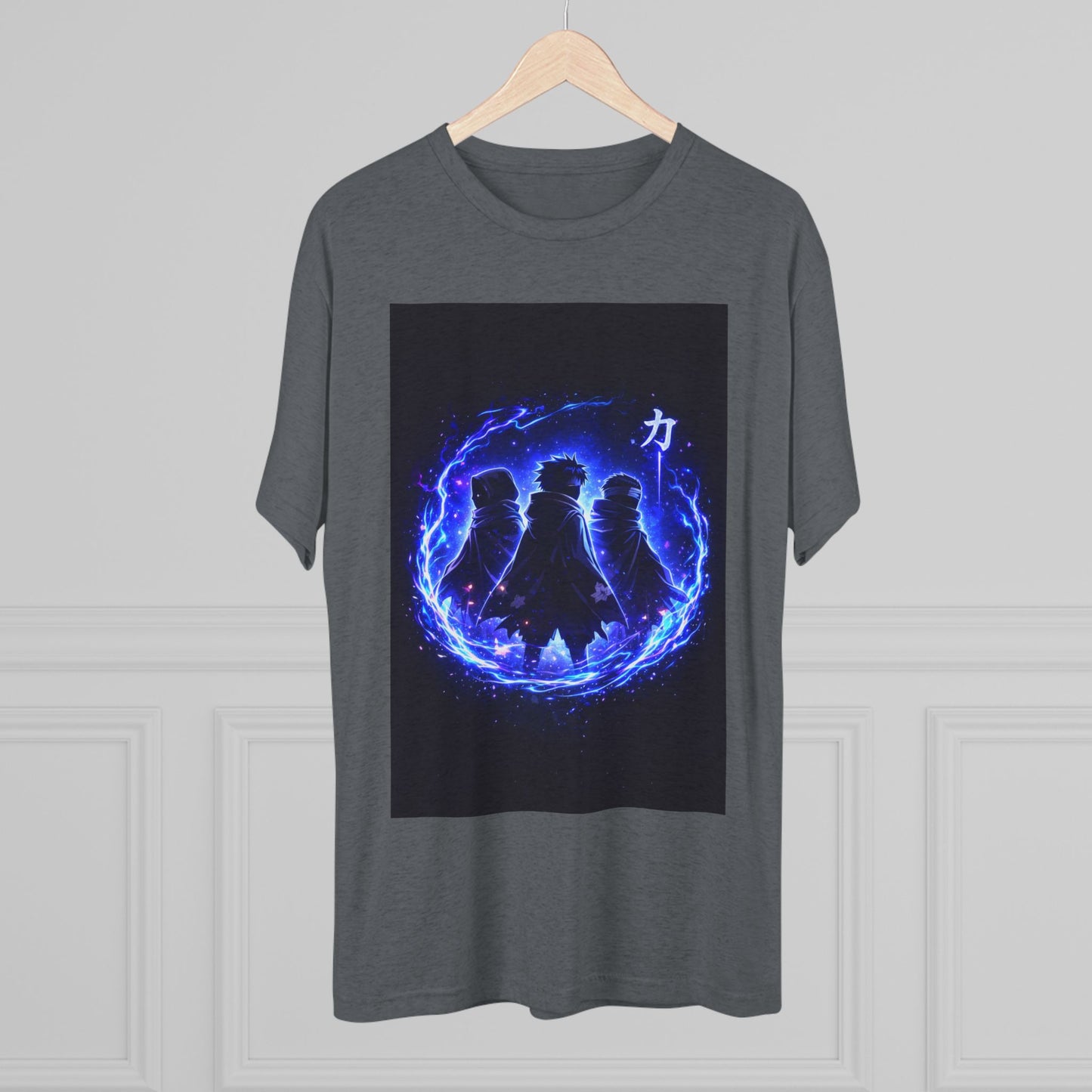 Anime Silhouette Crew Tee — Blue Flame Shinobi Design