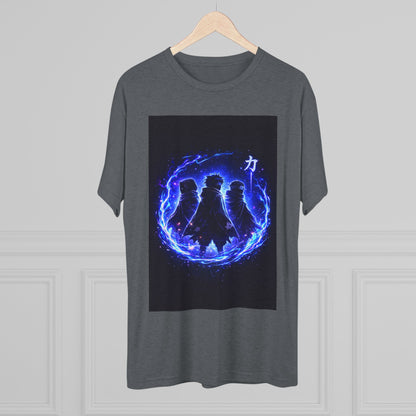 Anime Silhouette Crew Tee — Blue Flame Shinobi Design