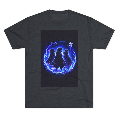 Anime Silhouette Crew Tee — Blue Flame Shinobi Design