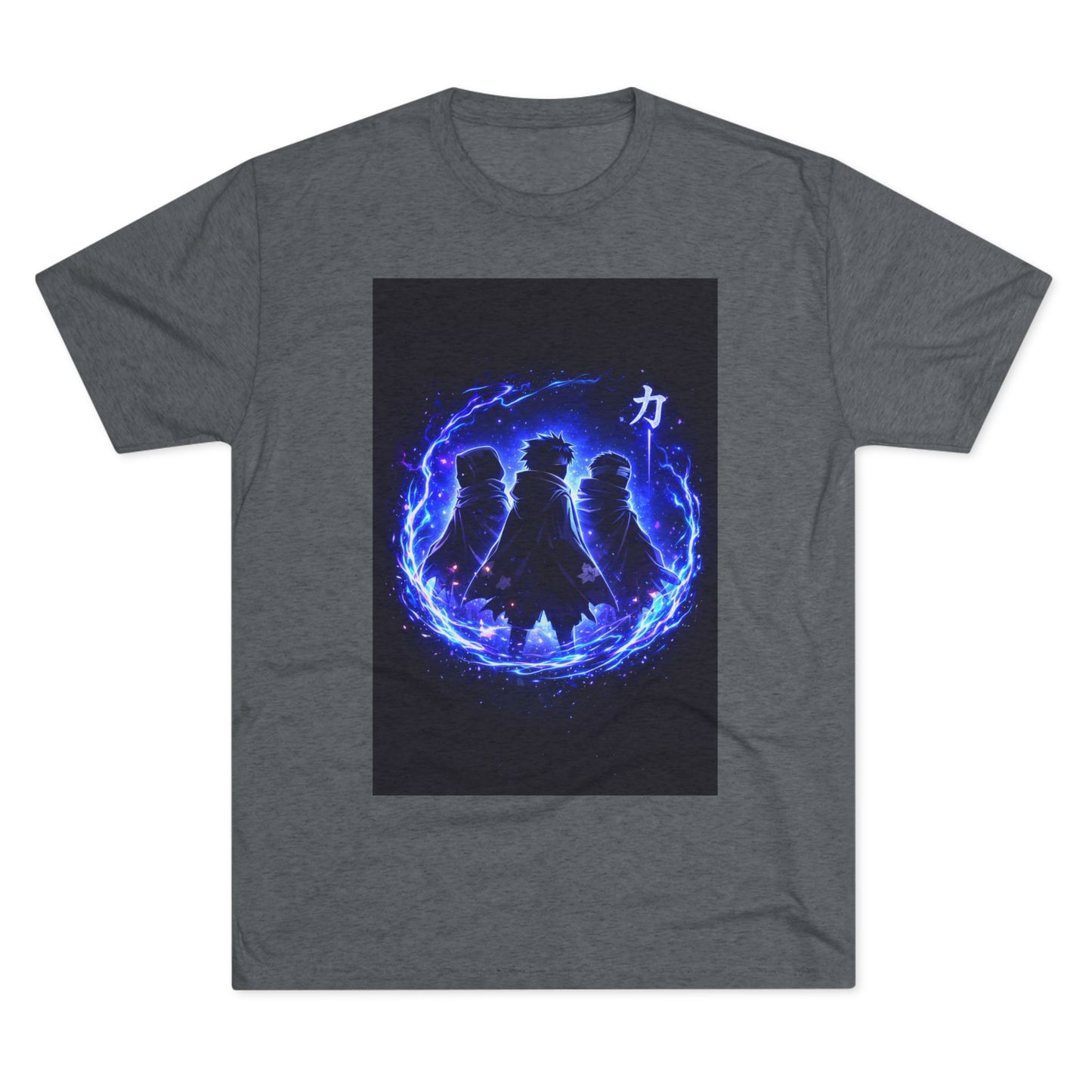 Anime Silhouette Crew Tee — Blue Flame Shinobi Design