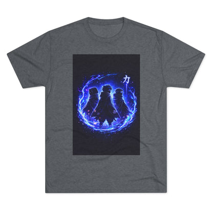 Anime Silhouette Crew Tee — Blue Flame Shinobi Design