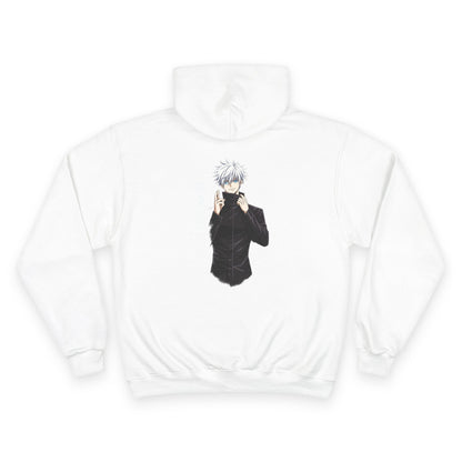 Anime Character Hoodie — Minimal White Champion-Style Sweatshirt