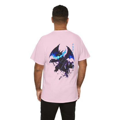 Dragon Graphic Tee — Blue Flame Kaiju Back Print T-Shirt